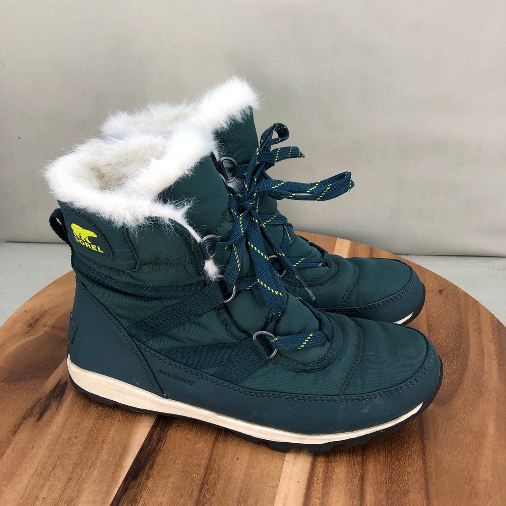 Sorel Whitney Short Lace Waterproof Winter Boots Teal NL2776-375 Womens Size 8.5 - Picture 1 of 8